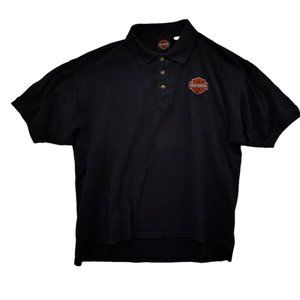Harley Davidson Polo Mens Black Cotton Short Sleeve Collard Shirt Size L